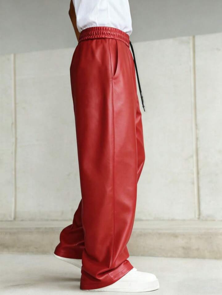 Men's PU Leather Trousers Pants, Baggy Trousers